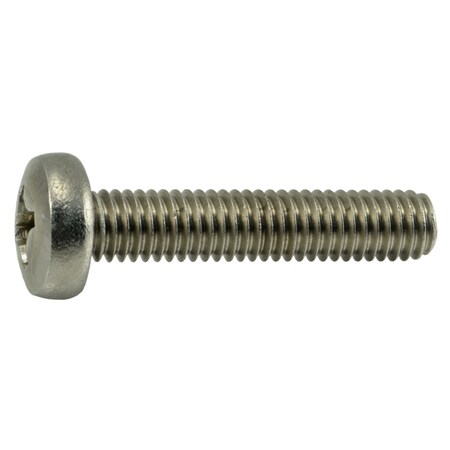 M6-1.00 X 30 Mm Phillips Pan Machine Screw, Plain Stainless Steel, 100 PK